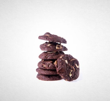 Kurabiye ya da badem çikolatalı çerezleri arka plan üzerinde.