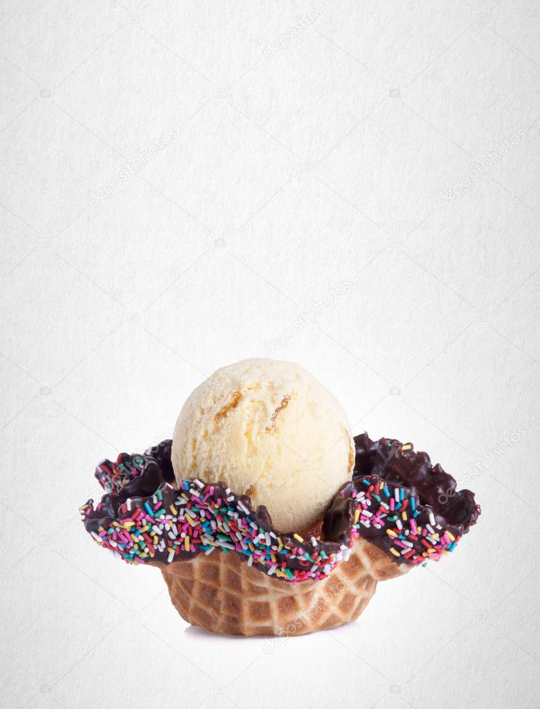 ice cream scoop or ice cream ball on the background.