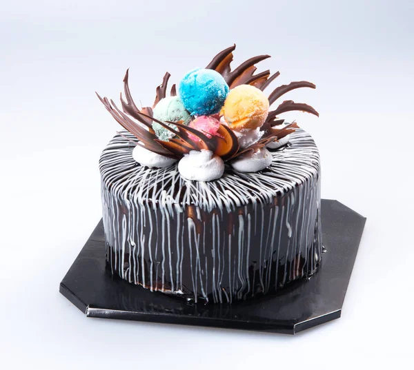 Torta Torta Compleanno Gelato Uno Sfondo — Foto Stock