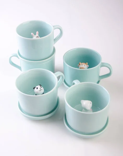 Mug Handmade Animal Ceramic Mug Background Mug Handmade Animal Ceramic — Stock Photo, Image