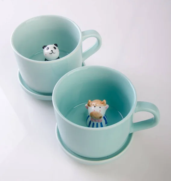 Mug Handmade Animal Ceramic Mug Background Mug Handmade Animal Ceramic — Stock Photo, Image