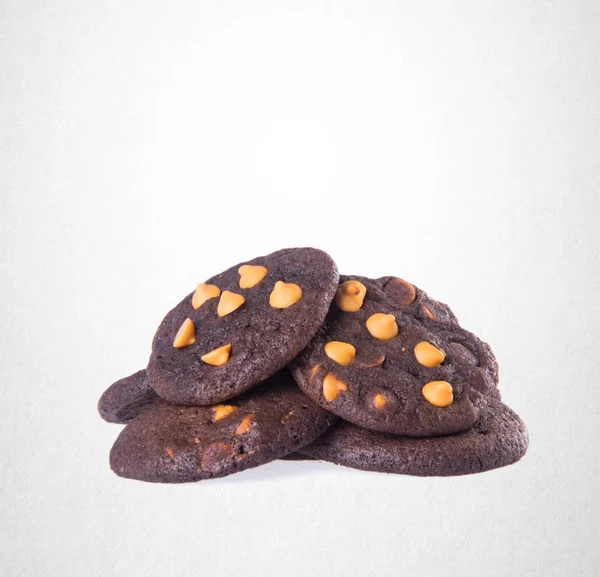 Cookies of cookies van chocolade chips op achtergrond. — Stockfoto
