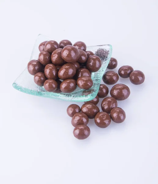 Czekoladowe kulki. czekoladowe kulki w misce na tle — Zdjęcie stockowe