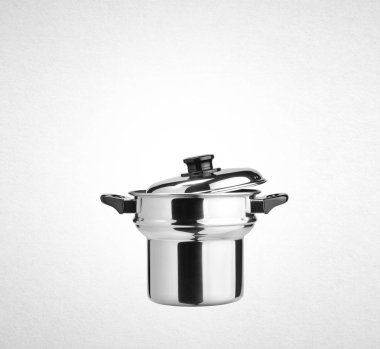 pot veya paslanmaz çelik bir arka plan üzerinde pot pişirme.