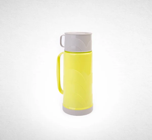 Frasco Thermos ou Plastic Thermos sobre fundo . — Fotografia de Stock