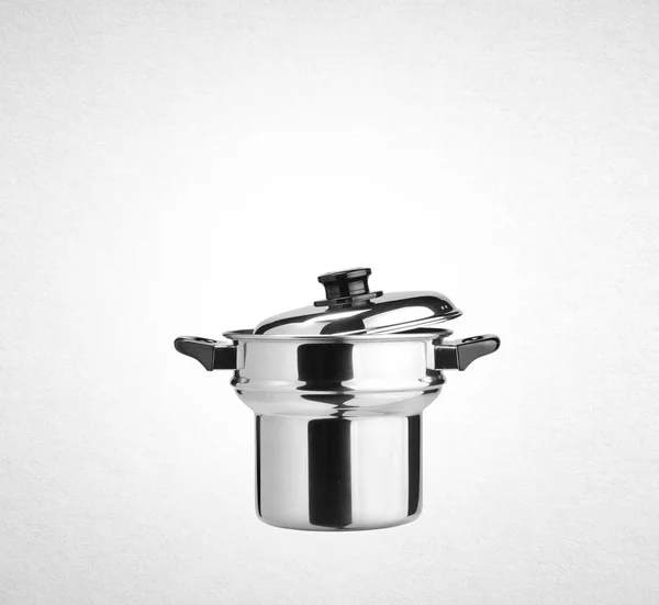 Pot or stainless steel cooking pot on a background. — Stock Photo, Image