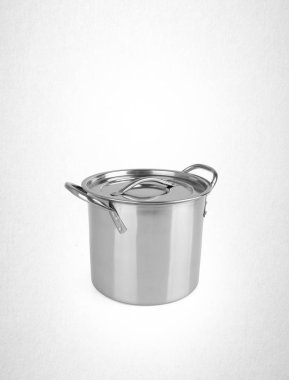 arka plan üzerinde tava ya da paslanmaz çelik tava.