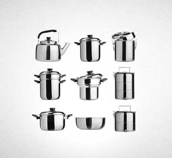 Utensilios de cocina. Grupo de utensilios de cocina de acero inoxidable — Foto de Stock