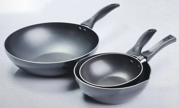 Pan or metal frying pan on a background. — Stock Photo, Image