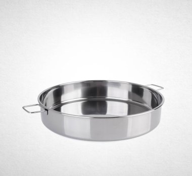 tepsi ya da paslanmaz çelik tepsi bir arka plan üzerinde.