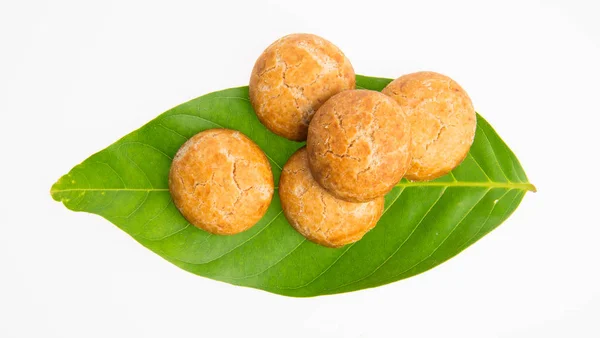 Pinda Koekjes Afgerond Pinda Cookies Een Achtergrond — Stockfoto