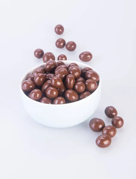 Bolas Chocolate Bolas Chocolate Tigela Fundo — Fotografia de Stock