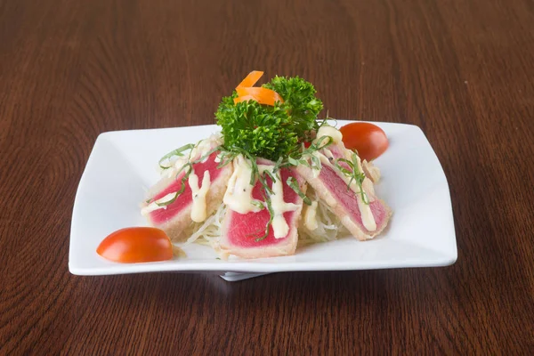 Japanese cuisine. tuna sushi on the background — Stock Photo, Image
