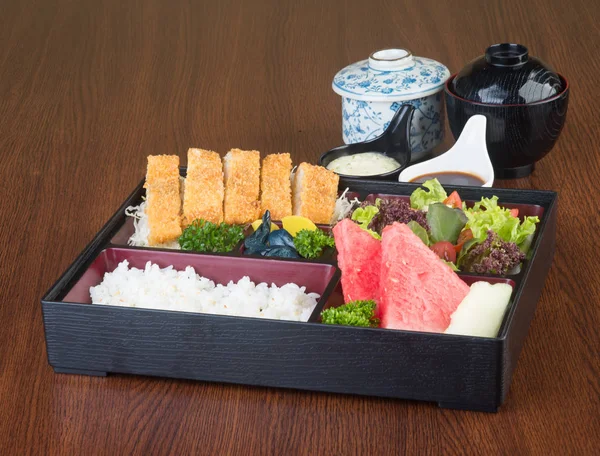 Japanese cuisine. lunch box set on the background — Stock Photo, Image