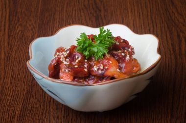 Japon mutfağı. arka plan üzerinde suşi ahtapot