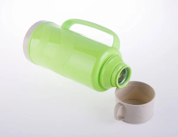 Thermo, Plastic Thermo flask on background. — Stock Photo, Image