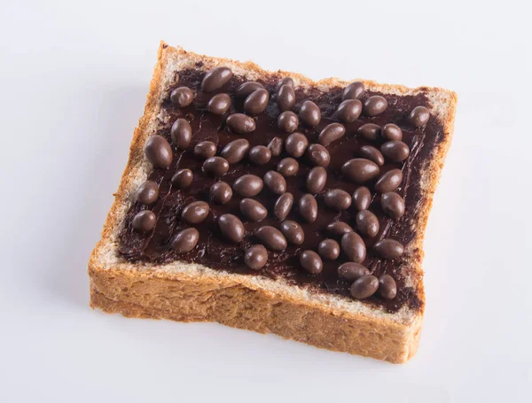 Bröd. brödskiva med choklad grädde — Stockfoto