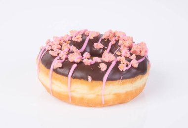 çörek. Çikolatalı donuts zemin üzerine