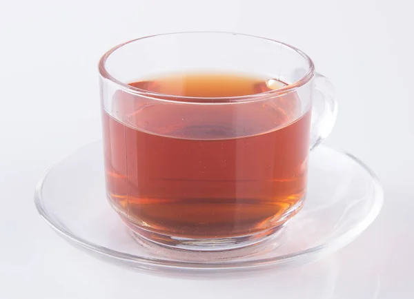 Tee Glas Tasse Oder Glas Tasse Schwarzen Tee Auf Einem — Stockfoto