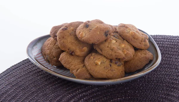 Chocolate chips cookies on background — Stock Photo, Image