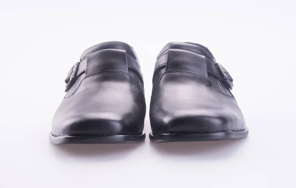 Schoen Zwarte Kleur Herenschoenen Een Achtergrond — Stockfoto