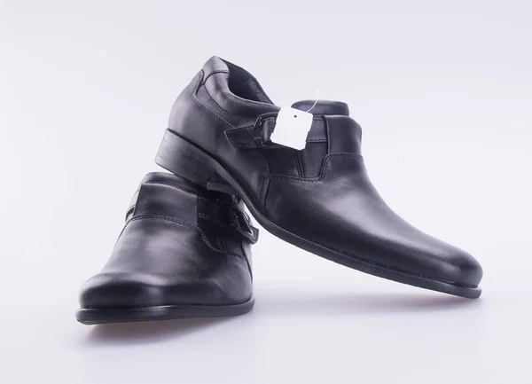 Chaussure Chaussures Pour Hommes Avec Étiquette Prix Sur Fond — Photo