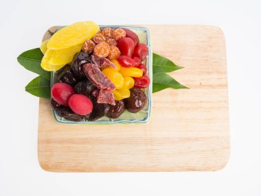 meyve ya da korunmuş mix meyve arka planda korunmuş