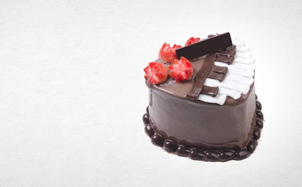 Gâteau Gâteau Chocolat Forme Amour Sur Fond — Photo
