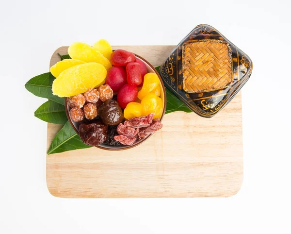 preserved fruits or mix preserved fruits on the background