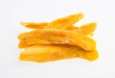 Bir arka plan üzerinde kurutulmuş Mango veya kurutulmuş Mango dilimleri