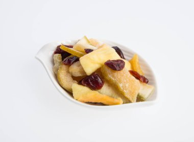 Kurutulmuş meyve veya arka plan üzerinde çeşitli Konserve sebzeleri