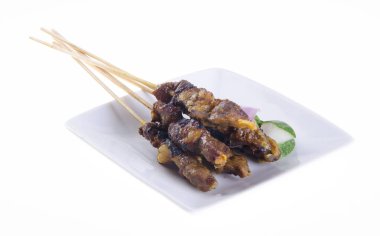 satay. Asya Mutfağı - arka plan üzerinde satay