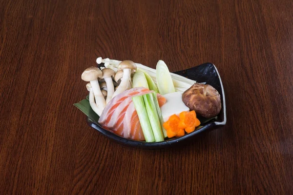 Cuisine Japonaise Pot Chaud Sur Fond — Photo