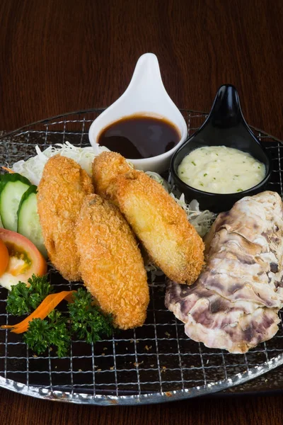 Japanse Keuken Tempura Zeevruchten Achtergrond — Stockfoto