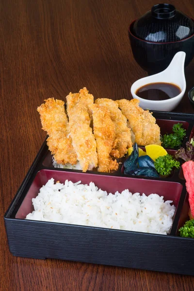 Japonská Kuchyně Oběd Box Setu Pozadí — Stock fotografie