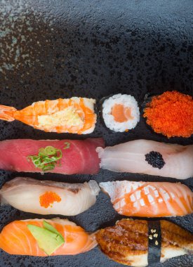 Japon mutfağı. suşi arka plan ayarla