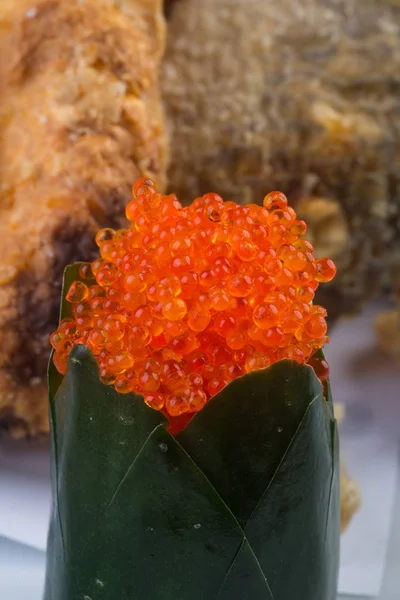 Japanese cuisine. salmon roe on the background — Stock Photo, Image