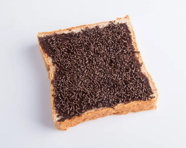 Ekmek Zemin Üzerine Çikolata Kremalı Ekmek Dilimi — Stok fotoğraf
