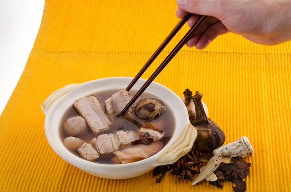 Kut Teh Malaysian Stew Pork Herbal Soup — Stock Photo, Image