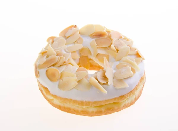Donut Donut Mit Mandeln Auf Dem Hintergrund — Stockfoto