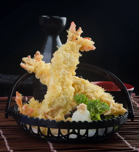 Japanese cuisine. tempura prawn on the background — Stock Photo, Image