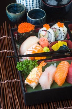 Japon mutfağı. suşi arka plan ayarla