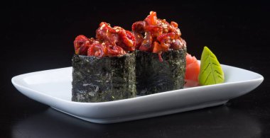 Japon mutfağı. arka planda suşi ahtapot