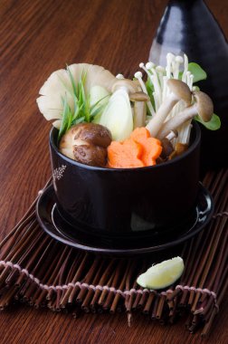 Japon mutfağı. arka planda çorbası