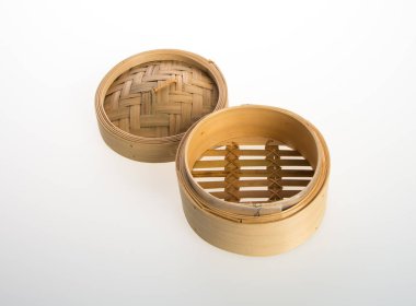 Çin bambu buğulama veya bambu buğulama dimsum adam Tarih için