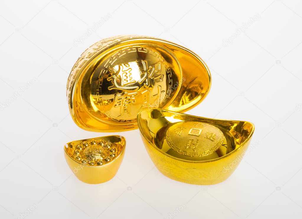 Gold or Chinese gold ingot mean symbols of wealth and prosperity