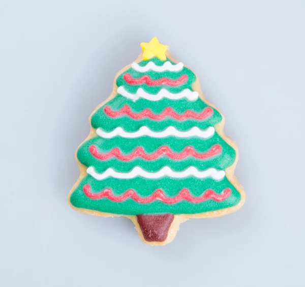 Cake decoration or Christmas Gingerbread tree cookies on backgro — Stock Photo, Image