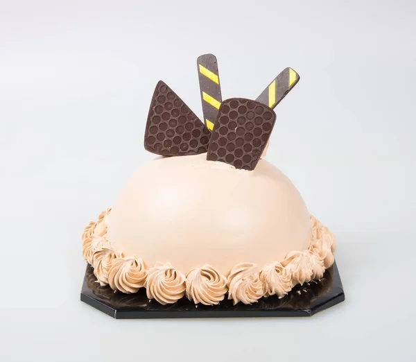 Kuchen oder Schokoladenkuchen auf einem Hintergrund. — Stockfoto