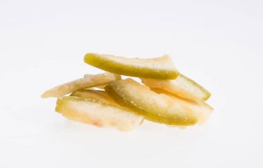 kurutulmuş pomelo veya bir arka plan üzerinde kurutulmuş meyve.