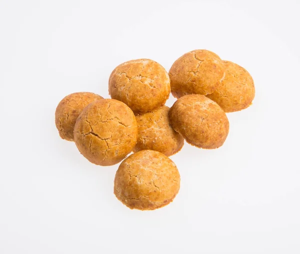 Φυστίκι Cookies ή στρογγυλεμένες Cookies φυστικοβούτυρο σε φόντο. — Φωτογραφία Αρχείου
